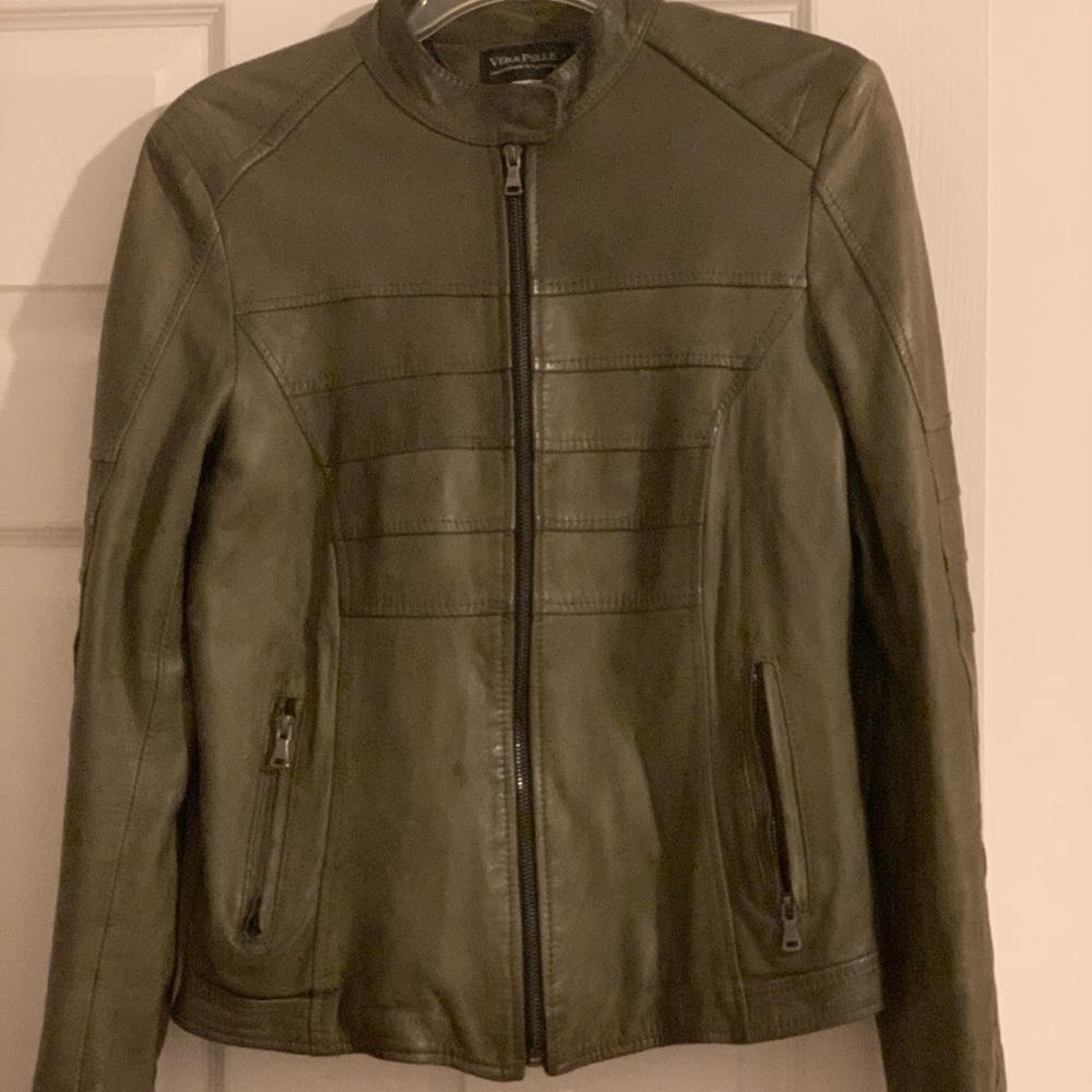 Real Leather Jacket Dark Green size M